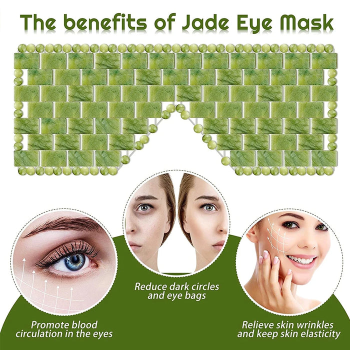 Masajeador de máscara de ojos de jade refrescante - Máscara de ojos de jade natural para relajación y sueño