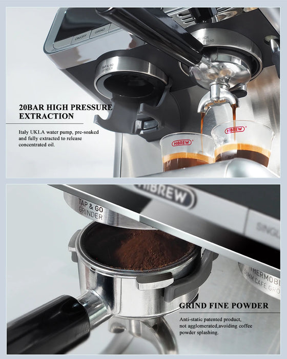 HiBREW Barista Pro 20Bar grains pour expresso, Machine à café professionnelle avec équipement complet pour café, hôtel et restaurant H7