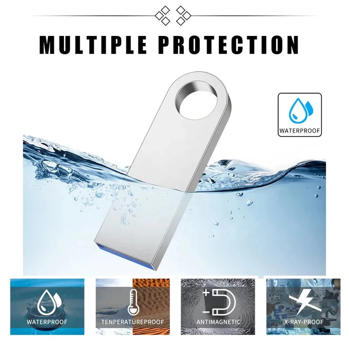 Waterproof Metal USB 2.0/3.0 Flash Drive 128GB 256GB 32GB 64GB with Custom Logo and Free Shipping