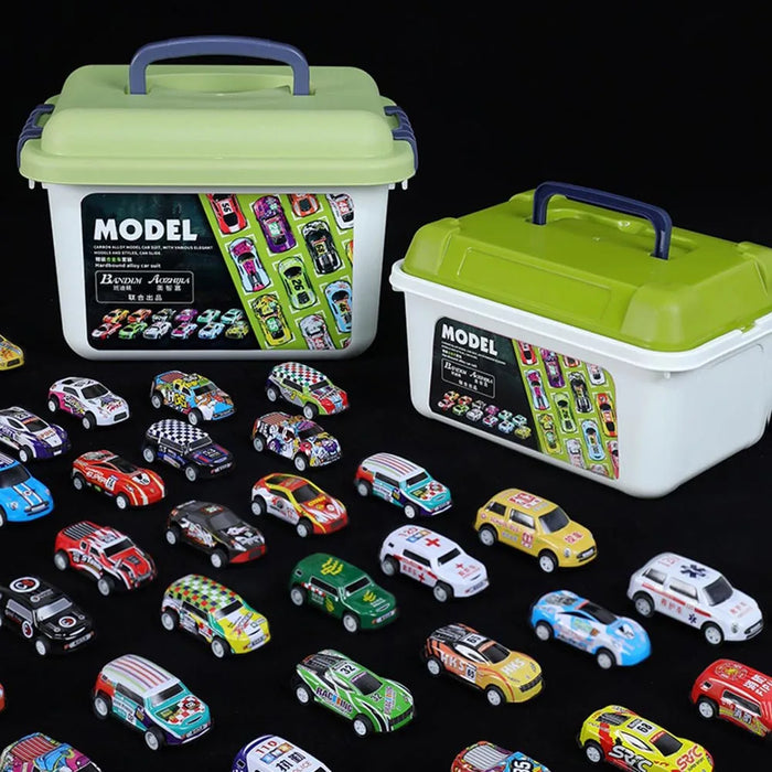 Mini-Legierungsauto-Modellset mit Aufbewahrungsbox, Druckgussautos, Spielzeug für Jungen, Trägheitsrollfahrzeuge, Kinderspielzeug, Geschenke für Kinder