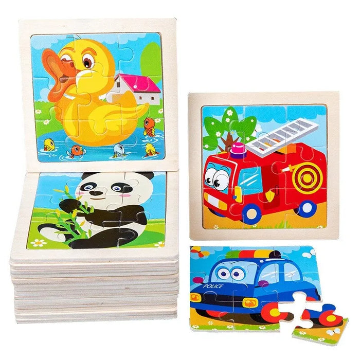 Puzzle en bois coloré 3 pièces avec animaux pour les tout-petits – Apprentissage et divertissement pour les 3 à 7 ans