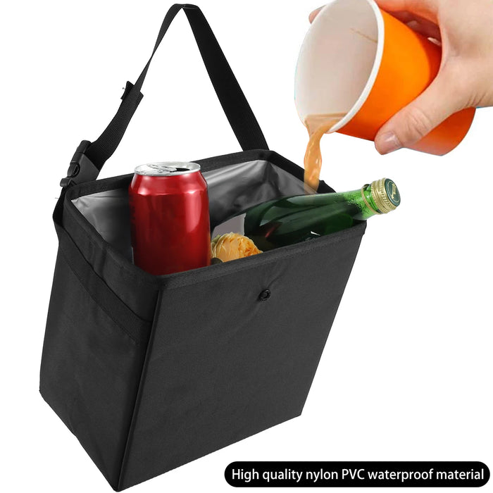 Foldable Hanging Car Trash Container - Waterproof Car Storage Box - Universal Organizer Box in Black