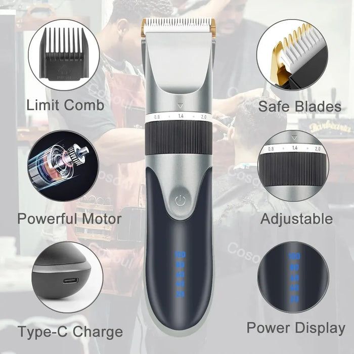 Tondeuse à cheveux électrique pour hommes et enfants - Tondeuse à cheveux rechargeable sans fil professionnelle