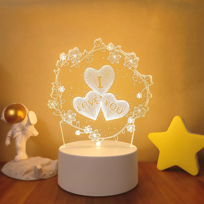 Lámpara de noche LED Sololander Creative 3D Illusions - Lámpara de mesa única para decoración del hogar con pantalla acrílica