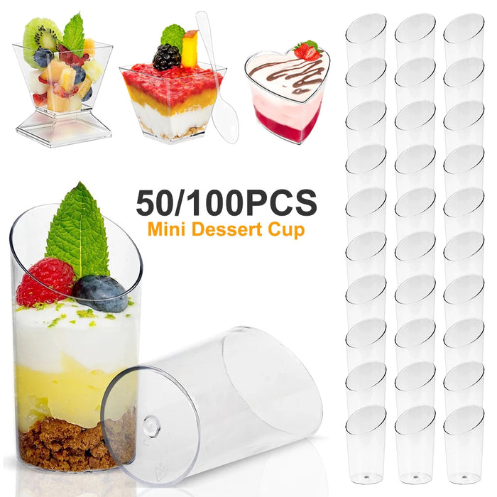 Elegante Mini-Dessertbecher mit Löffel – biologisch abbaubare Parfaitbecher für Hochzeiten und Partys