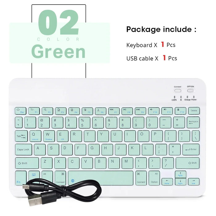 Kit de teclado y teclado inalámbrico portátil de 10 pulgadas para tabletas iPad, Samsung y Lenovo, compatible con español, ruso, árabe y coreano.