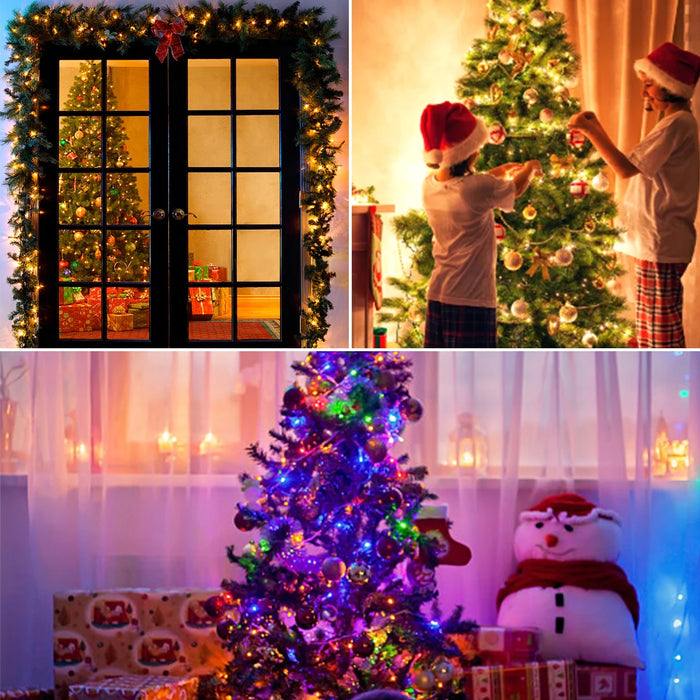 Lumières de Noël LED avec cordes 10/20/50/100 m – Décoration extérieure étanche avec adaptateur EU/US