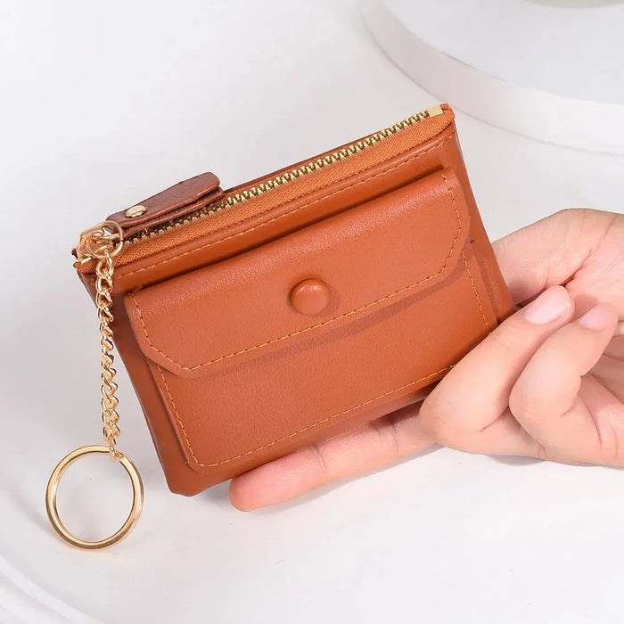 Elegante Mini Cartera en Piel Sintética para Mujer con Cremallera, Monedero y Tarjetero