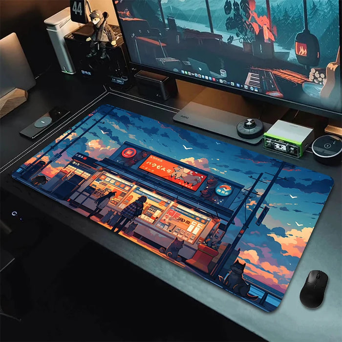 Alfombrilla de ratón para videojuegos, estética japonesa, XXL, accesorios de oficina para PC y teclado