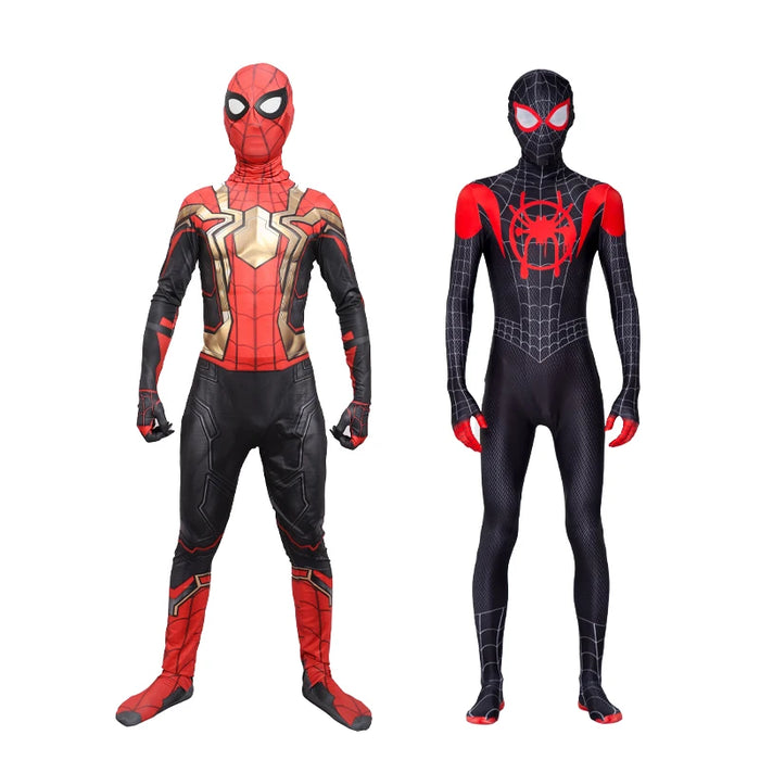 Spiderman Cosplay Fancy Kostüme Overall für Kinder Miles Morales Superheld Halloween Karneval Zentai Bodysuit