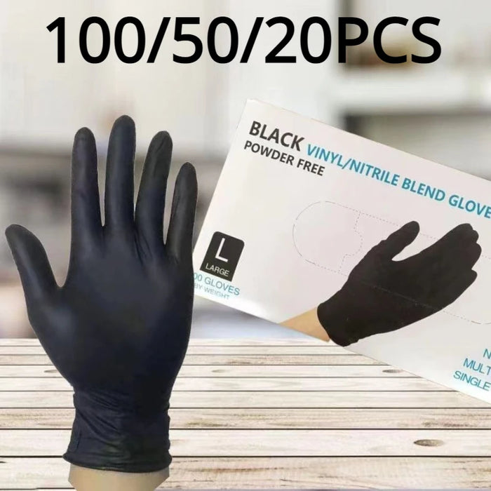 Gants en nitrile noirs – Gants de nettoyage durables pour la maison, le jardin et la teinture des cheveux (paquet de 20/50/100)