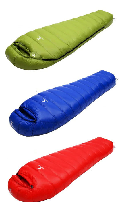 Sac de couchage d'hiver en duvet d'oie pour usage extérieur - Portable et compressible pour le camping et le trekking