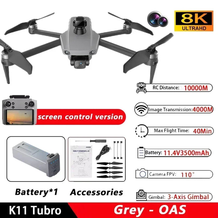 K11 Tubro GPS Drone profesional 8K vídeo HD cámara Dual fotografía aérea 360 ° evitación de obstáculos sin escobillas Quadcopter RC Juguetes