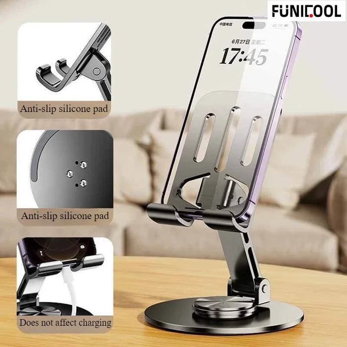 Funicool Support de téléphone portable réglable pour bureau Support de téléphone portable pliable en métal pour iPhone 16 15 14 Pro Max Plus