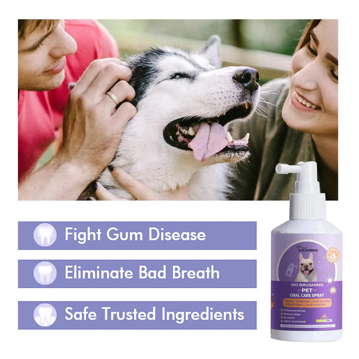 Spray de limpieza bucal para animales - 50 ml para un aliento fresco y dientes más limpios para perros y gatos