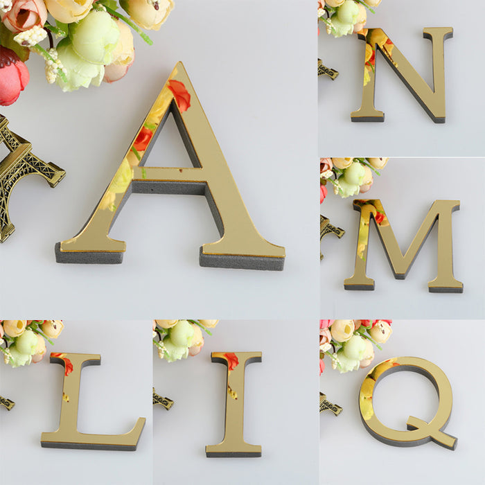 Autocollant mural 26 lettres miroir-autocollants acryliques 3D pour décoration créative de la maison, parfait pour les fêtes, mariages et noël, Style rétro