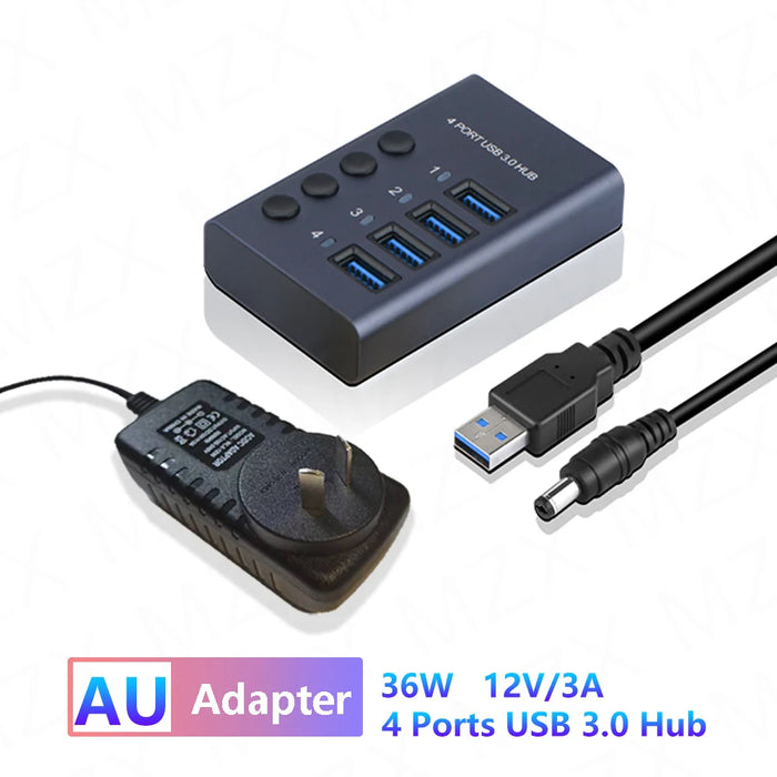 MZX 10 7 4 Port USB Hub 3.0 Aluminum A 3 0 Multi-hub Splitter Concentrator Dock Multiple Extensor Switch Adapter Docking Station