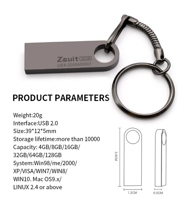 Waterproof Metal USB 2.0/3.0 Flash Drive 128GB 256GB 32GB 64GB with Custom Logo and Free Shipping