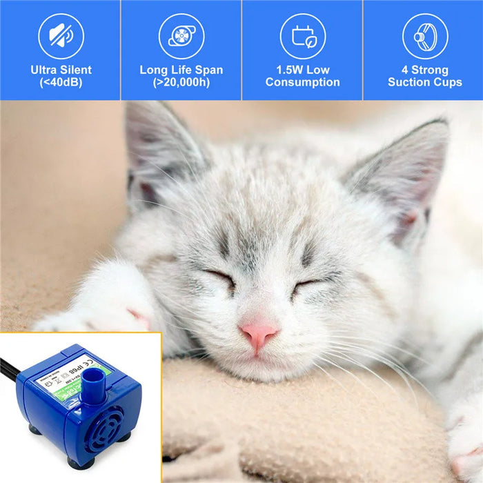 Pompe à eau lumière LED pour bol d'eau pour chat, moteur de remplacement pour fleurs et fontaines à eau pour chat, fournitures pour animaux de compagnie