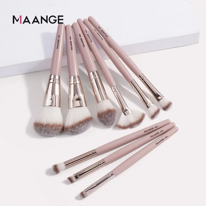 Ensemble de pinceaux de maquillage Maange 9 pièces – Pinceaux professionnels pour fond de teint, surligneur et fard à paupières à poils doux