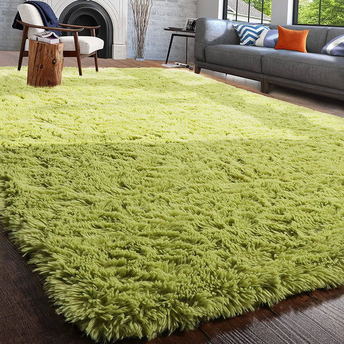 Tapis Luden vert doux pour le salon - Grand tapis pour enfants au design élégant pour chambre d'enfant et chambre à coucher