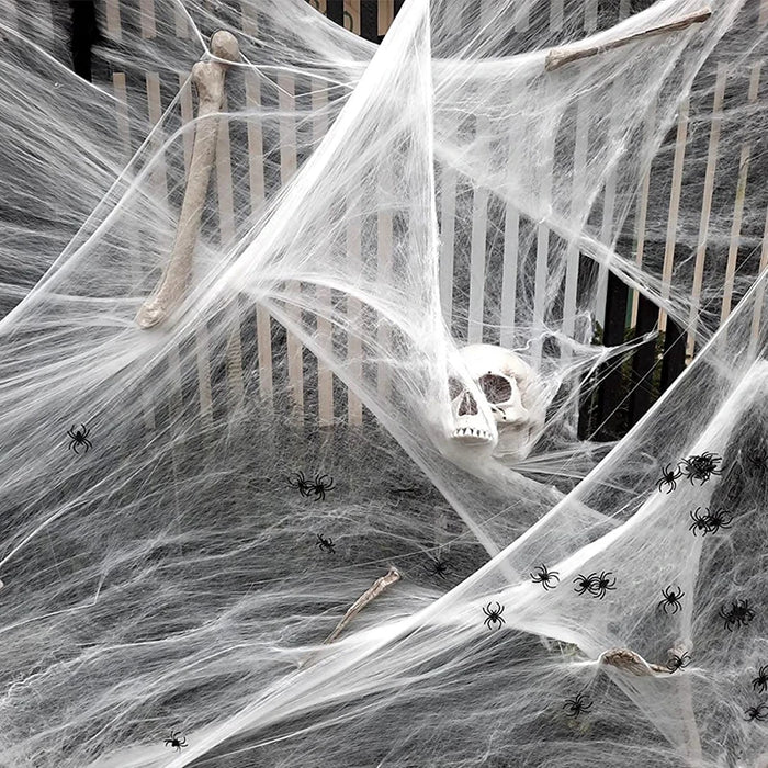 Decoraciones aterradoras de Halloween: telaraña artificial para fiestas y escenas de casas encantadas