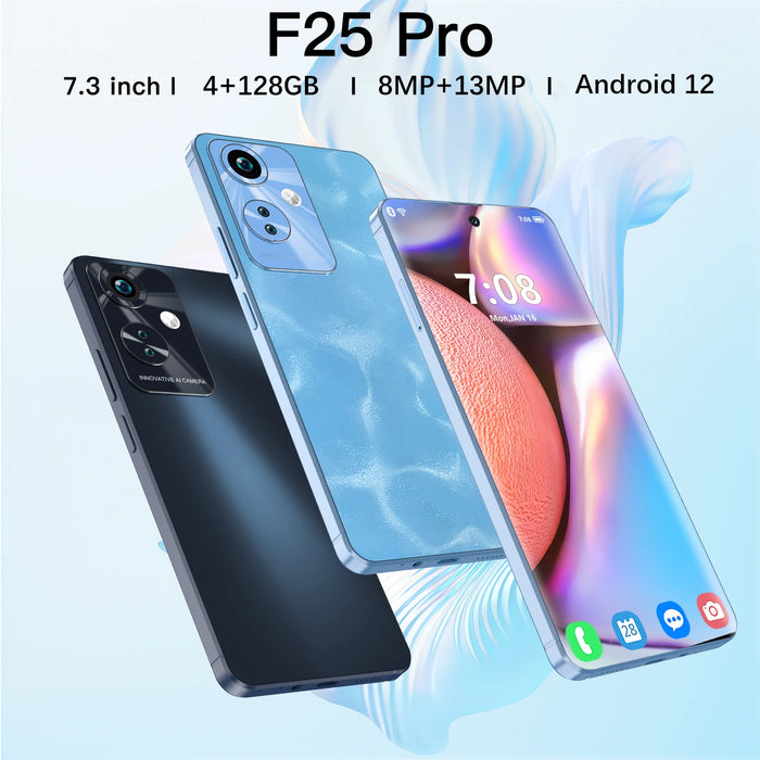 VERYHDSN F25 PRO Smartphone 7,3 und Android 12 mit 8800-mAh-Akku, 15-MP-Kamera, Quad Core, 4 GB RAM, 128 GB ROM, Dual-SIM-Standby