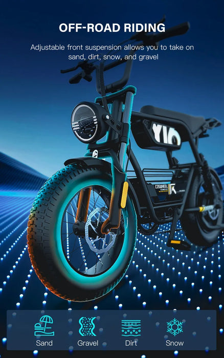 Coswheel Y16 1000W 48V 15AH Elektrofahrrad – Fatbike für Pendler und Offroad, Offroad-E-Bike für Erwachsene