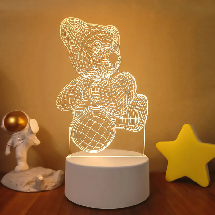 Lámpara de noche LED Sololander Creative 3D Illusions - Lámpara de mesa única para decoración del hogar con pantalla acrílica