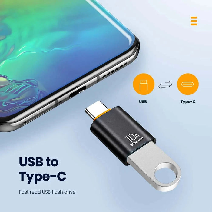 NNBILI 10A OTG USB 3.0 to USB-C Converter for Laptop Xiaomi Samsung Oneplus USBA Female to USB-C Male Fast Charging Data Adapter