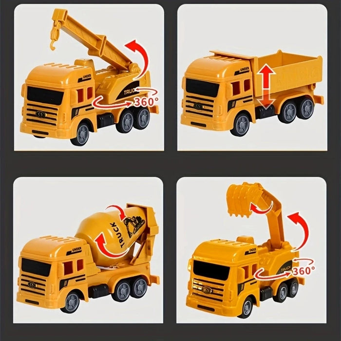 Véhicules de construction en plastique : modèles d'excavatrice, de tracteur, de camion à benne basculante, de camion de pompiers et de bulldozer pour enfants et mini-cadeaux