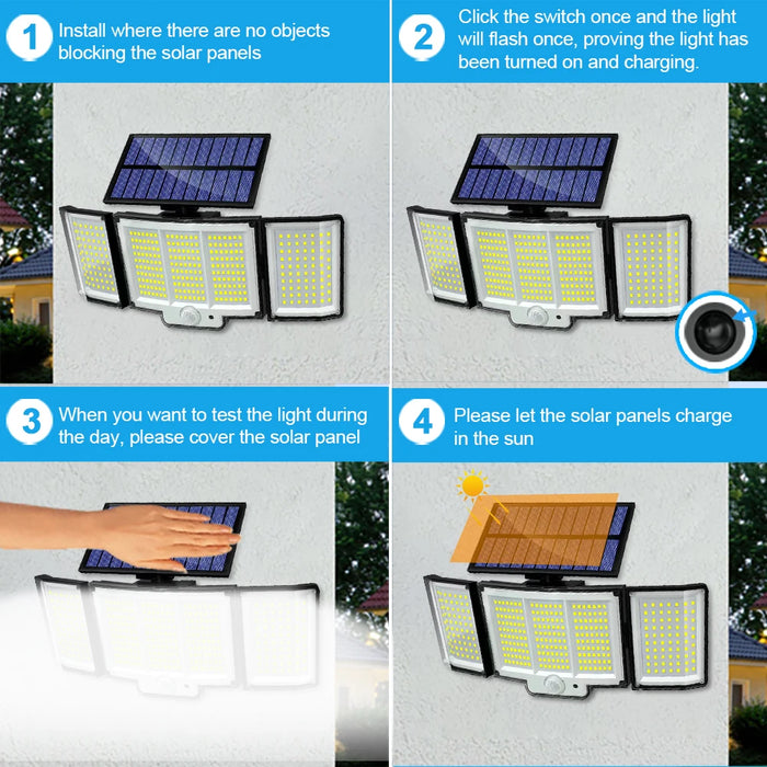 Luces de ventilador al aire libre 328/348 LED Sensor de movimiento súper ligero integrado potencia fuerte IP65 impermeable 3 modos de trabajo pared de jardín