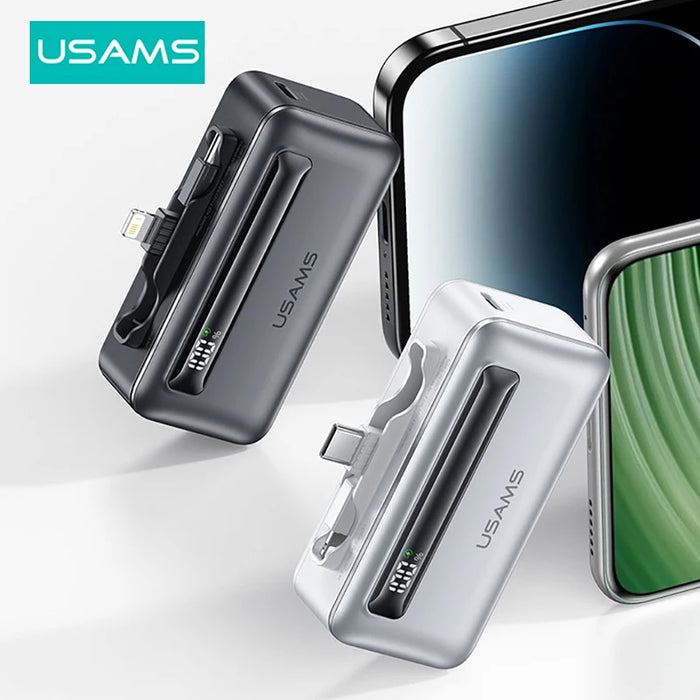 USAMS 20W Mini-Powerbank mit versteckten Schnittstellen für schnelles Aufladen – tragbares externes Akku-Ladegerät für Smartphones