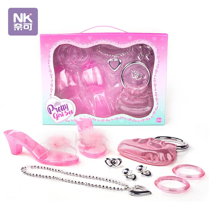 Ensemble de bijoux et accessoires de princesse pour petites filles – vêtements, chaussures, couronne, collier, bague et jouets de maquillage