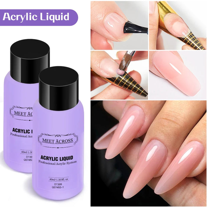 MEET ACROSS 40ml Liqueur Acrylique pour Poudre Acrylique, Monomère de Poussière pour Ongles, Nail Art en Cristal, Extension d'Ongles, Outil de Manucure de Sculpture