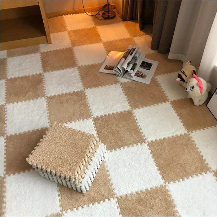 Tapis patchwork doux 30x30 cm - Intérieur élégant de chambre et de salon