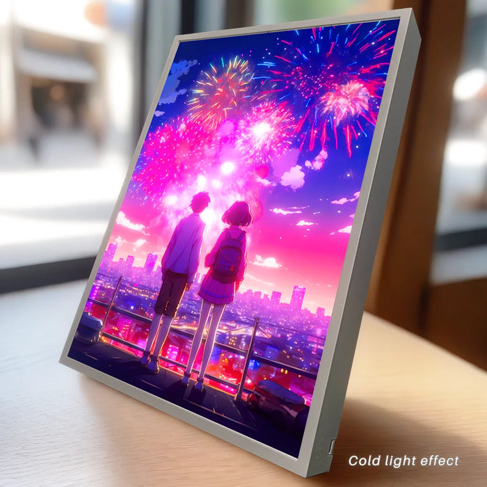 Luz LED nocturna de humor para regalo, lámpara de cómic de pareja de anime, decoración de habitación, lámpara de fuegos artificiales a la luz de la luna, lámpara de noche