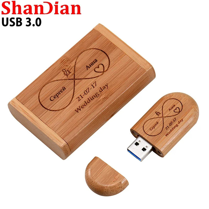 Coffret cadeau de mariage clé USB 3.0 Logo gratuit clé USB en bois clé USB haute vitesse 64GB/32GB/16GB/8GB/4GB capacité réelle