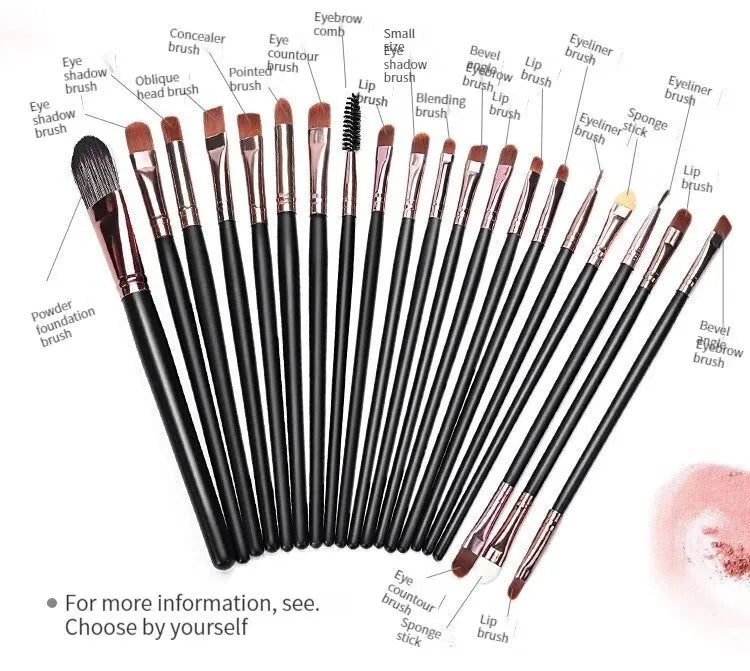 20-teilige Make-up-Pinsel – komplettes tragbares Set mit Rouge-, Lidschatten- und Puderpinseln für perfektes Make-up, ideal für Anfänger