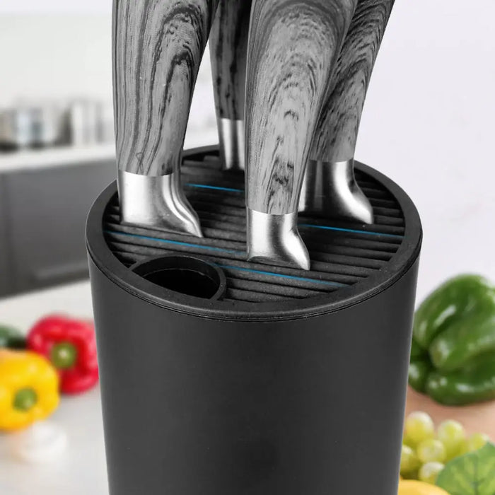 Estante para cuchillos de cocina: cuchillos de cerámica de 8,8 pulgadas en bloque de plástico para almacenamiento de utensilios de cocina