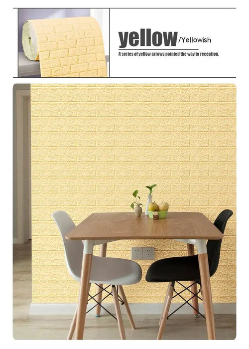 Papel pintado autoadhesivo de ladrillo de espuma 3D, adhesivo decorativo impermeable para pared de salón y dormitorio (70cm x 1/5/10m)