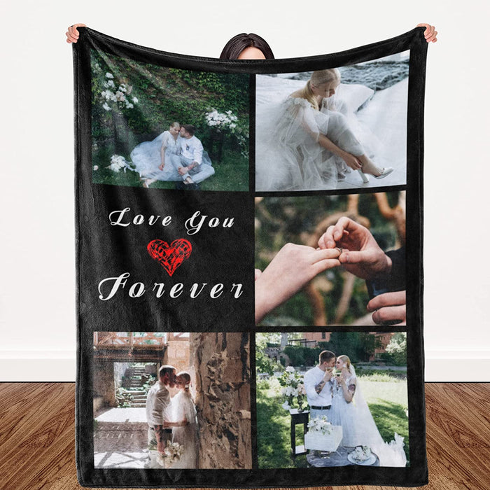 Personalisierte Decke mit Fotocollage und Text – „I Love You“ – perfektes Geschenk für Weihnachten, Valentinstag und Geburtstag