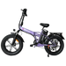 Purple folding electric fat-tire bicycle with black accents.