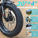 Fat tire (20’’x4’’) for an electric bike with aggressive off-road tread pattern.